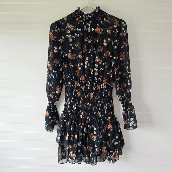 Princess Polly Evening Bloom Green Floral Ruffled Long Sleeve Mini Dress 2 - Picture 5 of 9